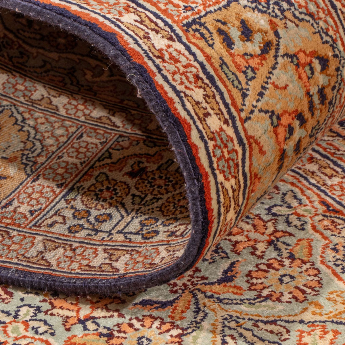 Tapis de couloir Tapis en soie - Soie du Cachemire - 296 x 77 cm - beige foncé