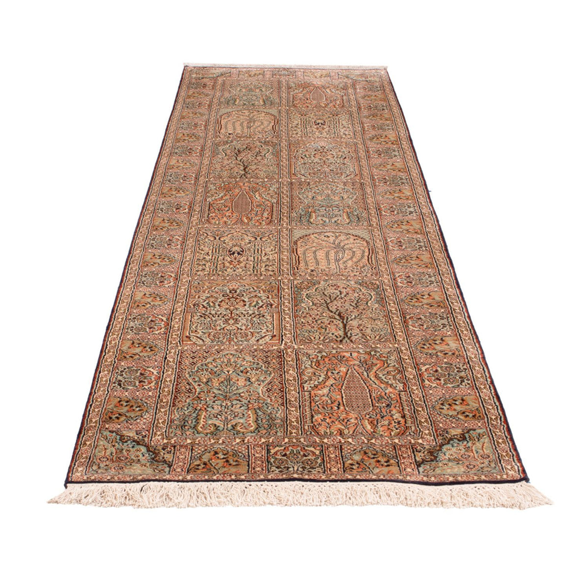 Tapis de couloir Tapis en soie - Soie du Cachemire - 296 x 77 cm - beige foncé