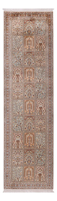 Tapis de couloir Tapis en soie - Soie du Cachemire - 303 x 81 cm - beige foncé