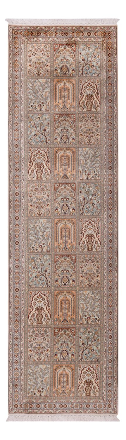 Tapis de couloir Tapis en soie - Soie du Cachemire - 303 x 81 cm - beige foncé