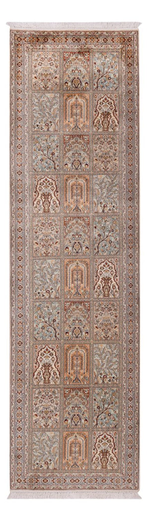 Tapis de couloir Tapis en soie - Soie du Cachemire - 303 x 81 cm - beige foncé