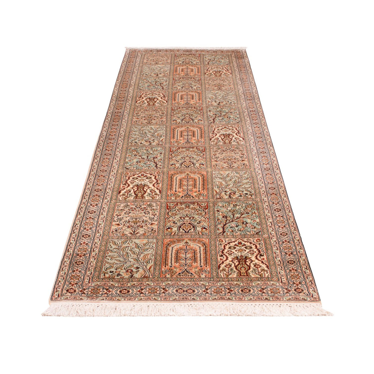 Tapis de couloir Tapis en soie - Soie du Cachemire - 303 x 81 cm - beige foncé