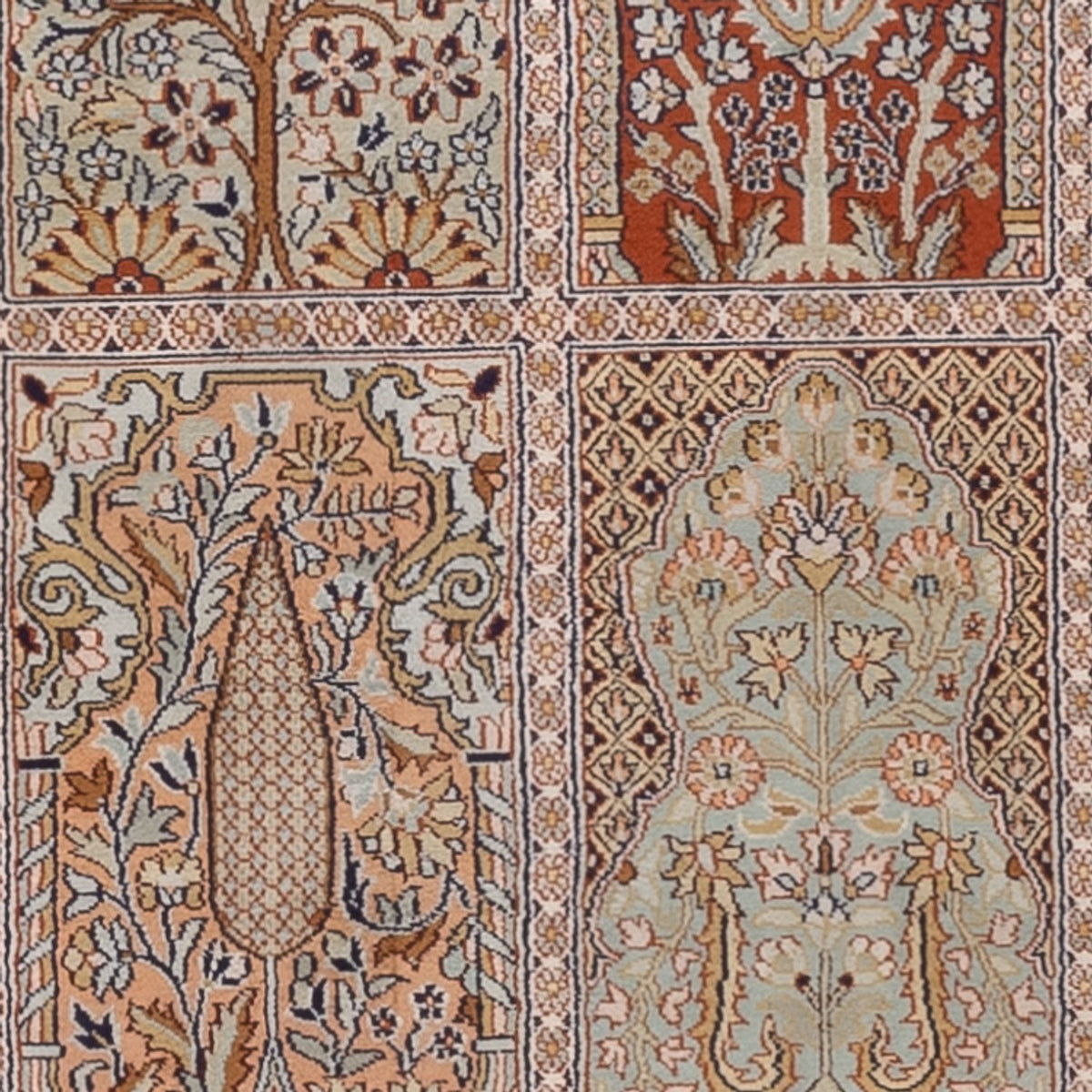 Tapis de couloir Tapis en soie - Soie du Cachemire - 296 x 78 cm - beige foncé