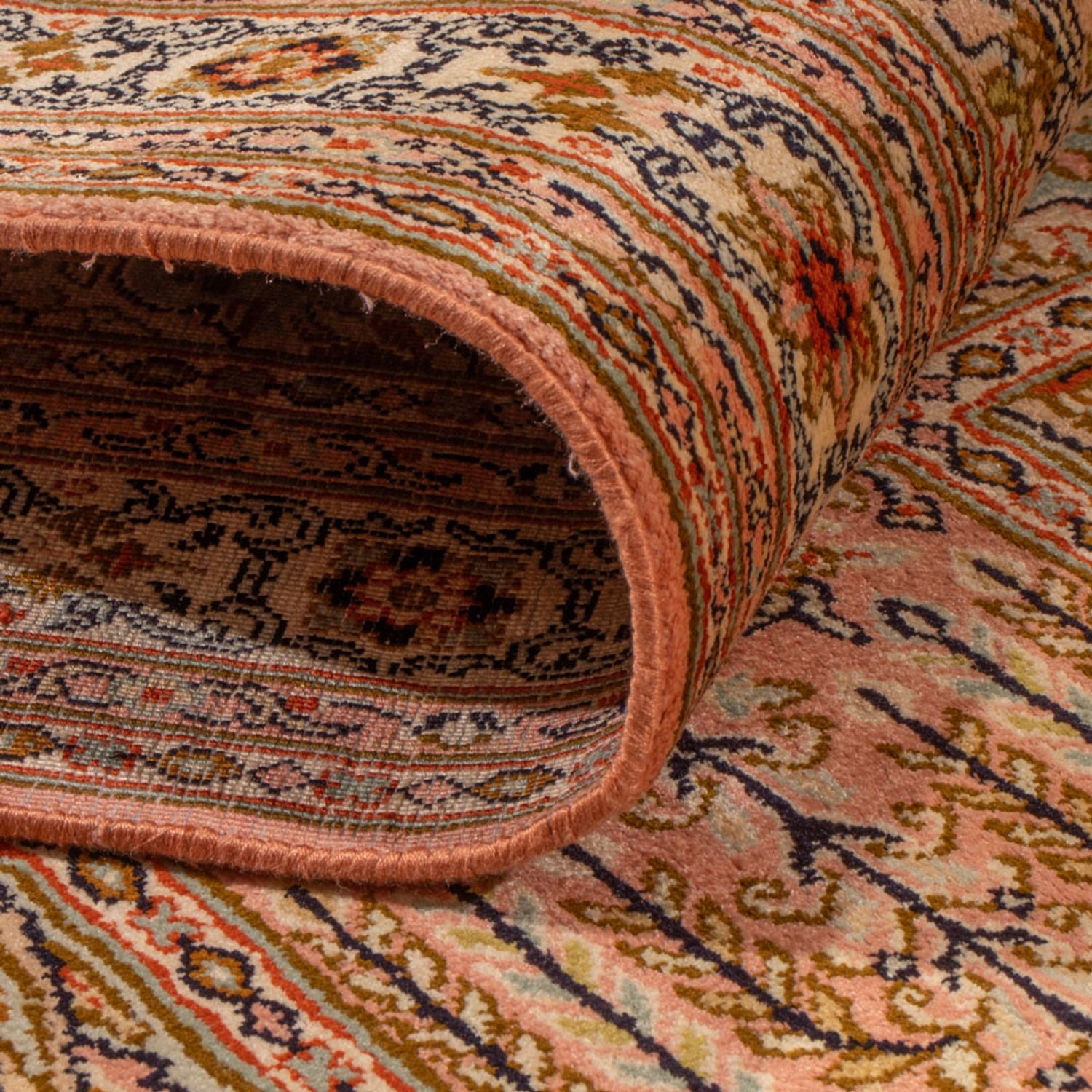 Tapis de couloir Tapis en soie - Soie du Cachemire - 282 x 79 cm - beige foncé