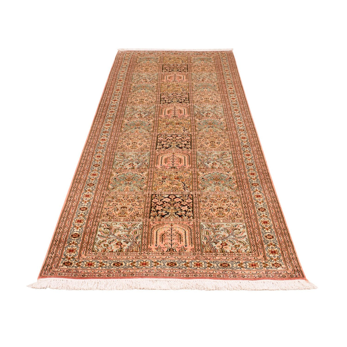 Tapis de couloir Tapis en soie - Soie du Cachemire - 282 x 79 cm - beige foncé