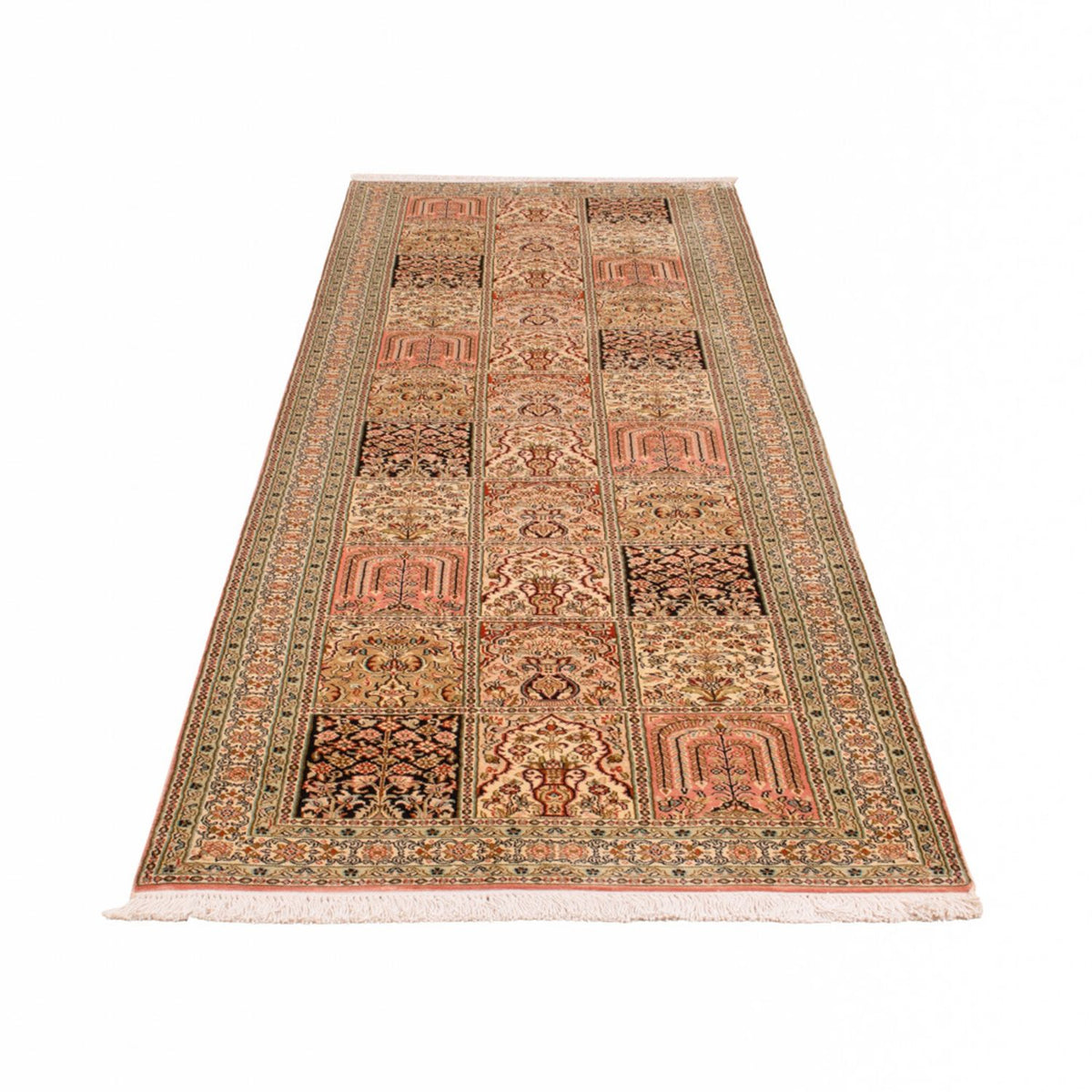 Tapis de couloir Tapis en soie - Soie du Cachemire - 310 x 81 cm - beige foncé