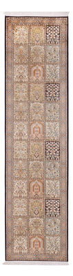 Tapis de couloir Tapis en soie - Soie du Cachemire - 304 x 77 cm - beige foncé