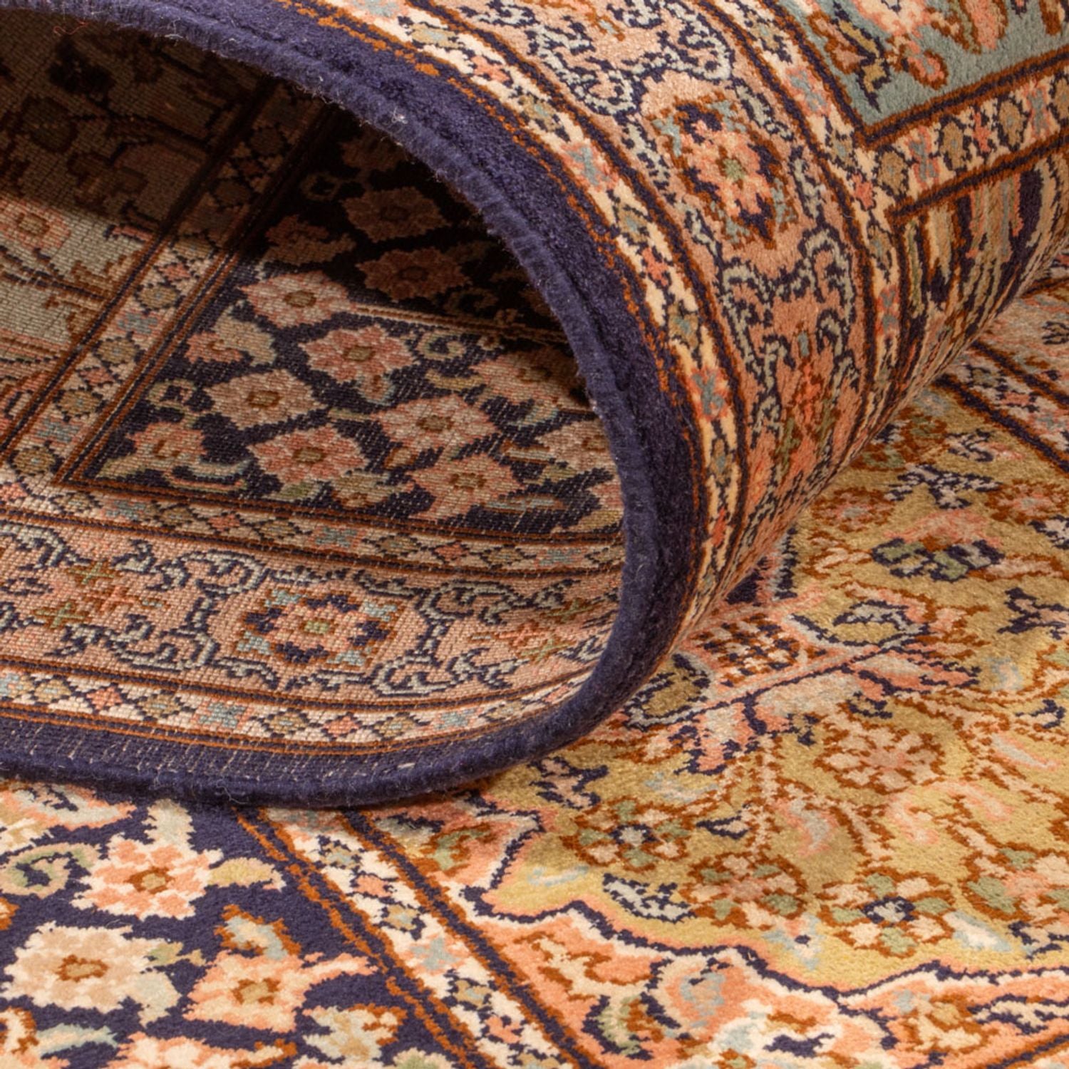 Tapis de couloir Tapis en soie - Soie du Cachemire - 304 x 77 cm - beige foncé