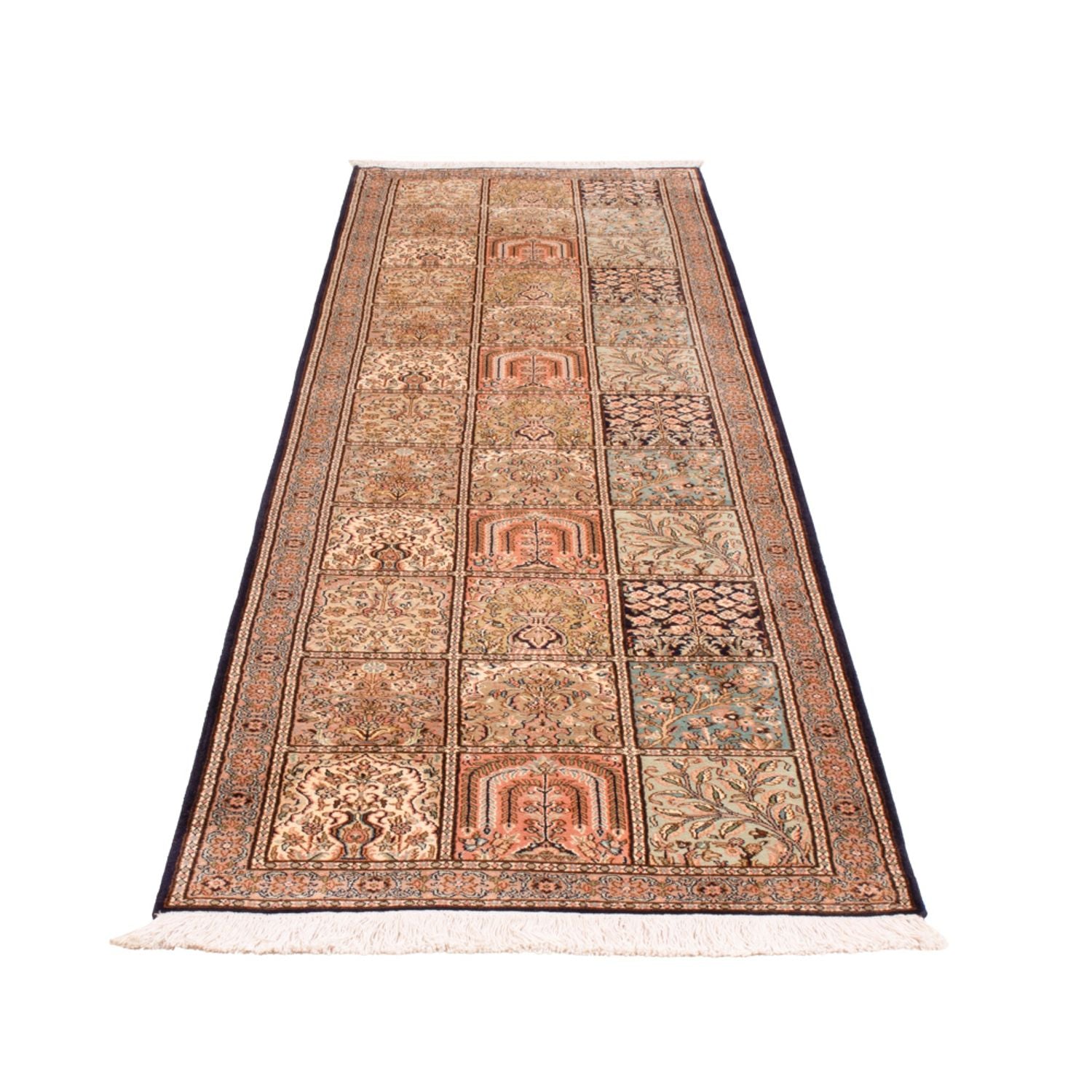 Tapis de couloir Tapis en soie - Soie du Cachemire - 304 x 77 cm - beige foncé