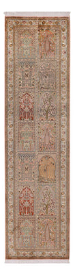 Tapis de couloir Tapis en soie - Soie du Cachemire - 287 x 79 cm - beige foncé