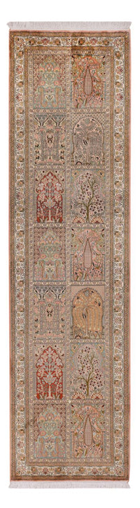 Tapis de couloir Tapis en soie - Soie du Cachemire - 287 x 79 cm - beige foncé