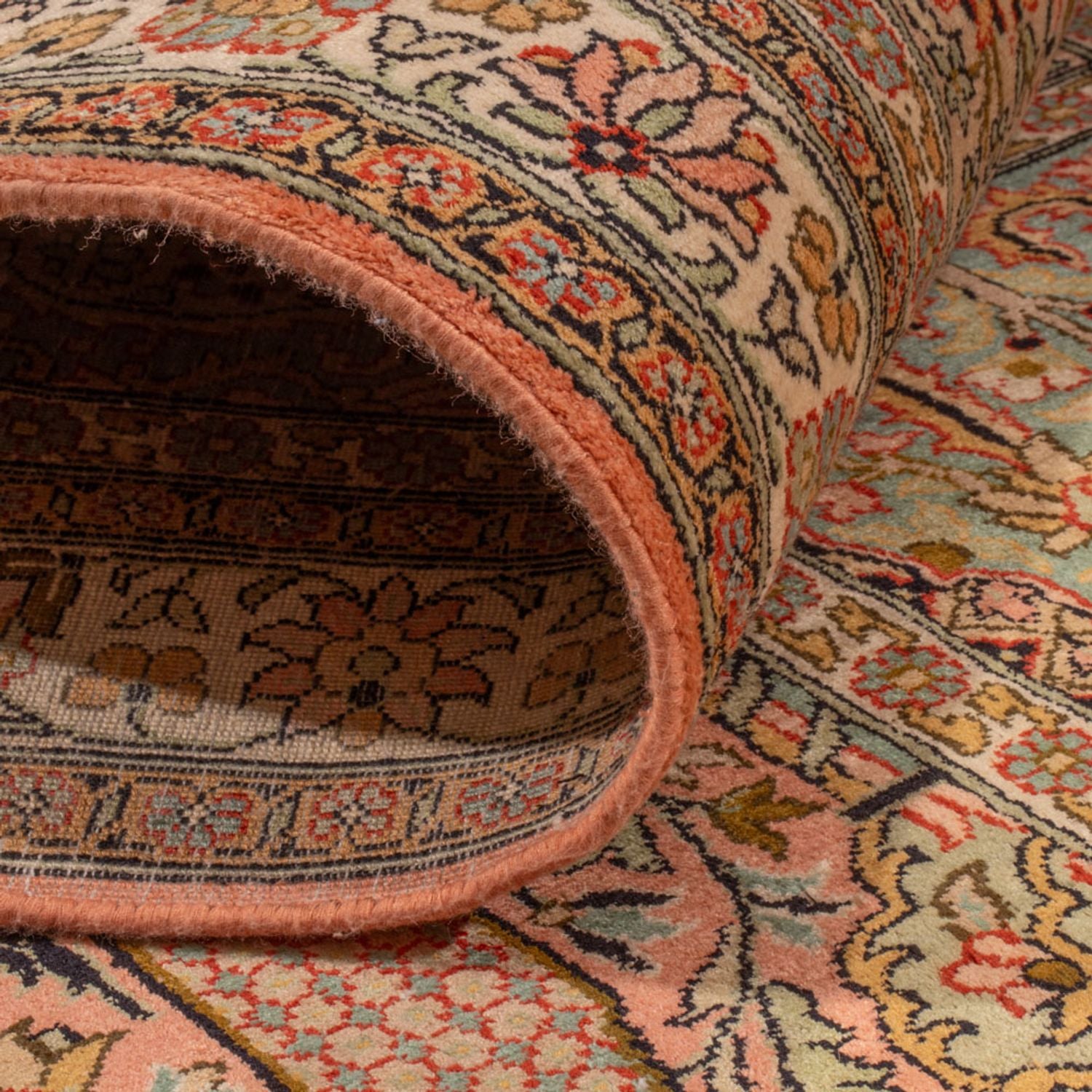 Tapis de couloir Tapis en soie - Soie du Cachemire - 287 x 79 cm - beige foncé