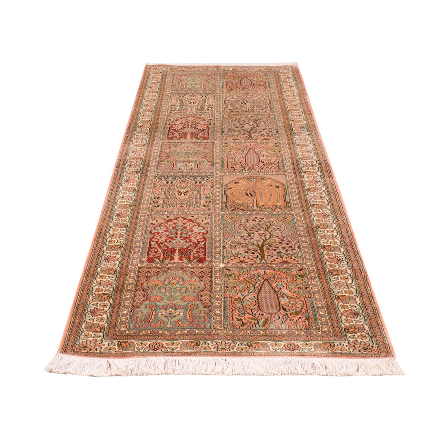 Tapis de couloir Tapis en soie - Soie du Cachemire - 287 x 79 cm - beige foncé