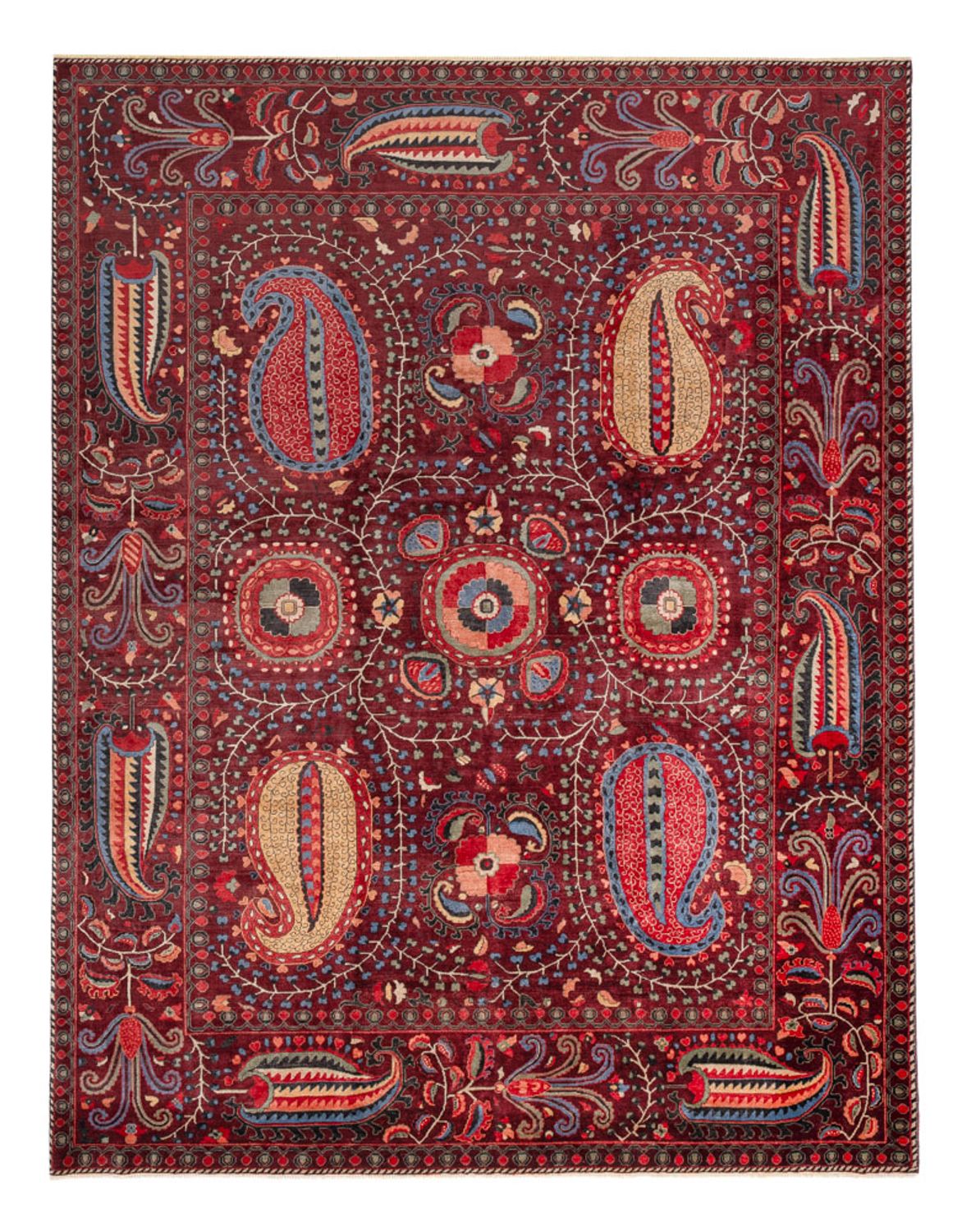 Tapis design - 309 x 251 cm - rouge vin