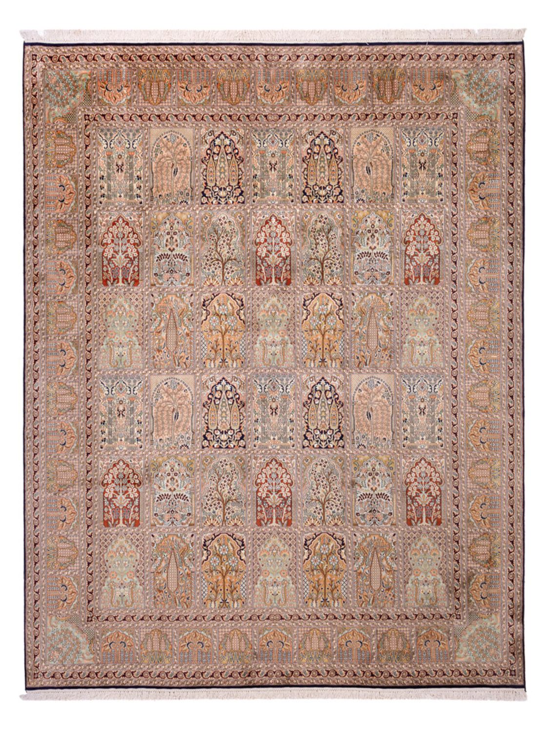 Tapis en soie - Soie du Cachemire - 308 x 242 cm - beige foncé
