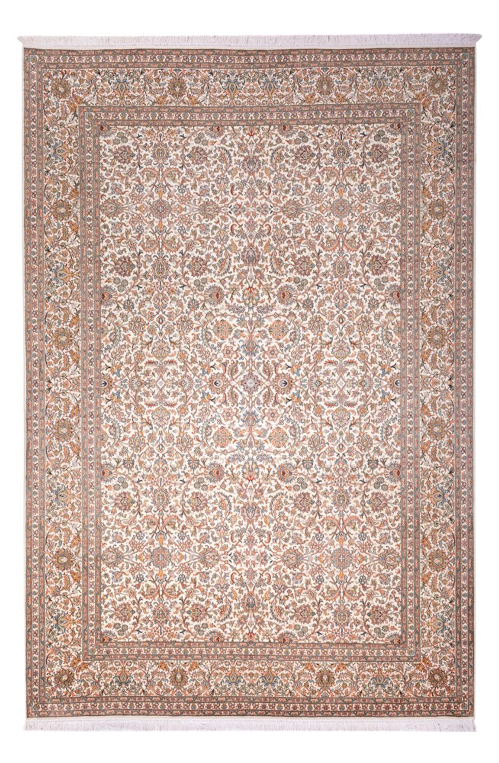 Tapis en soie - Soie du Cachemire - 318 x 216 cm - beige foncé