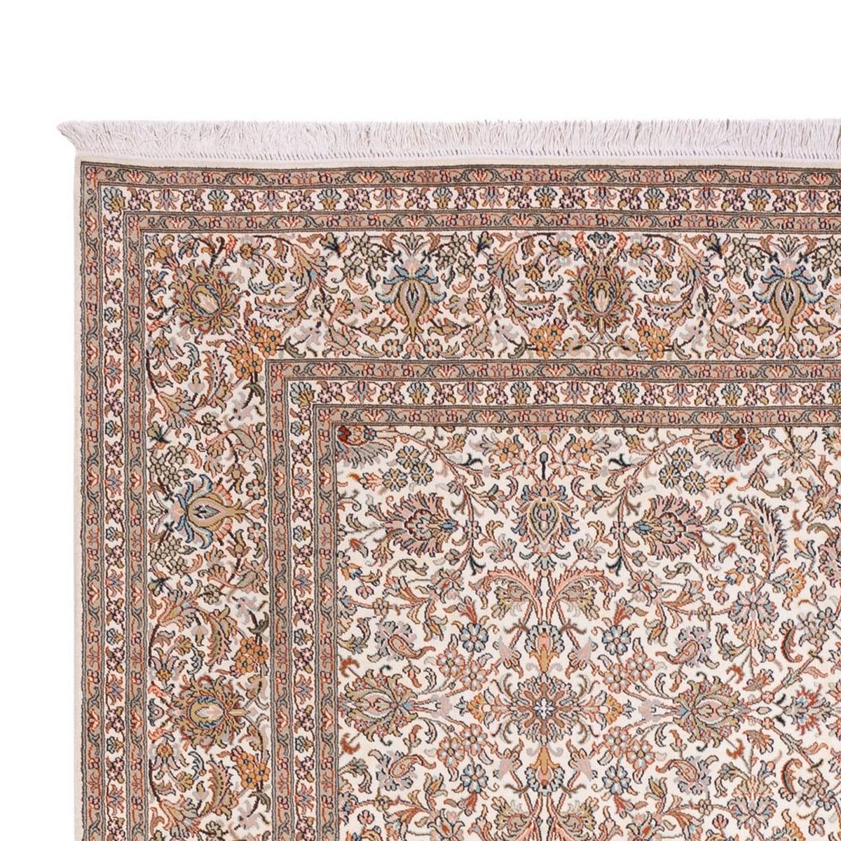 Tapis en soie - Soie du Cachemire - 318 x 216 cm - beige foncé