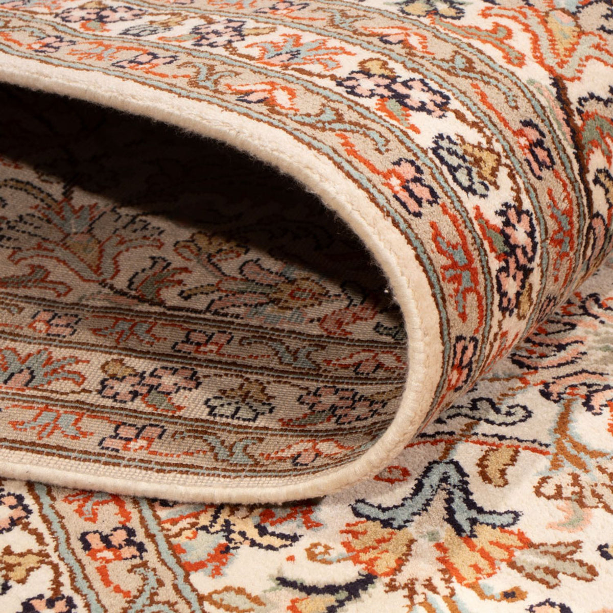 Tapis en soie - Soie du Cachemire - 318 x 216 cm - beige foncé