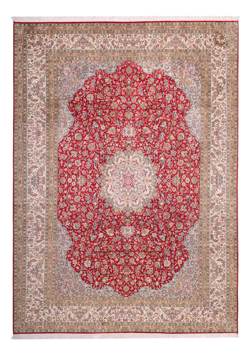 Tapis en soie - Soie du Cachemire - 303 x 220 cm - rouge
