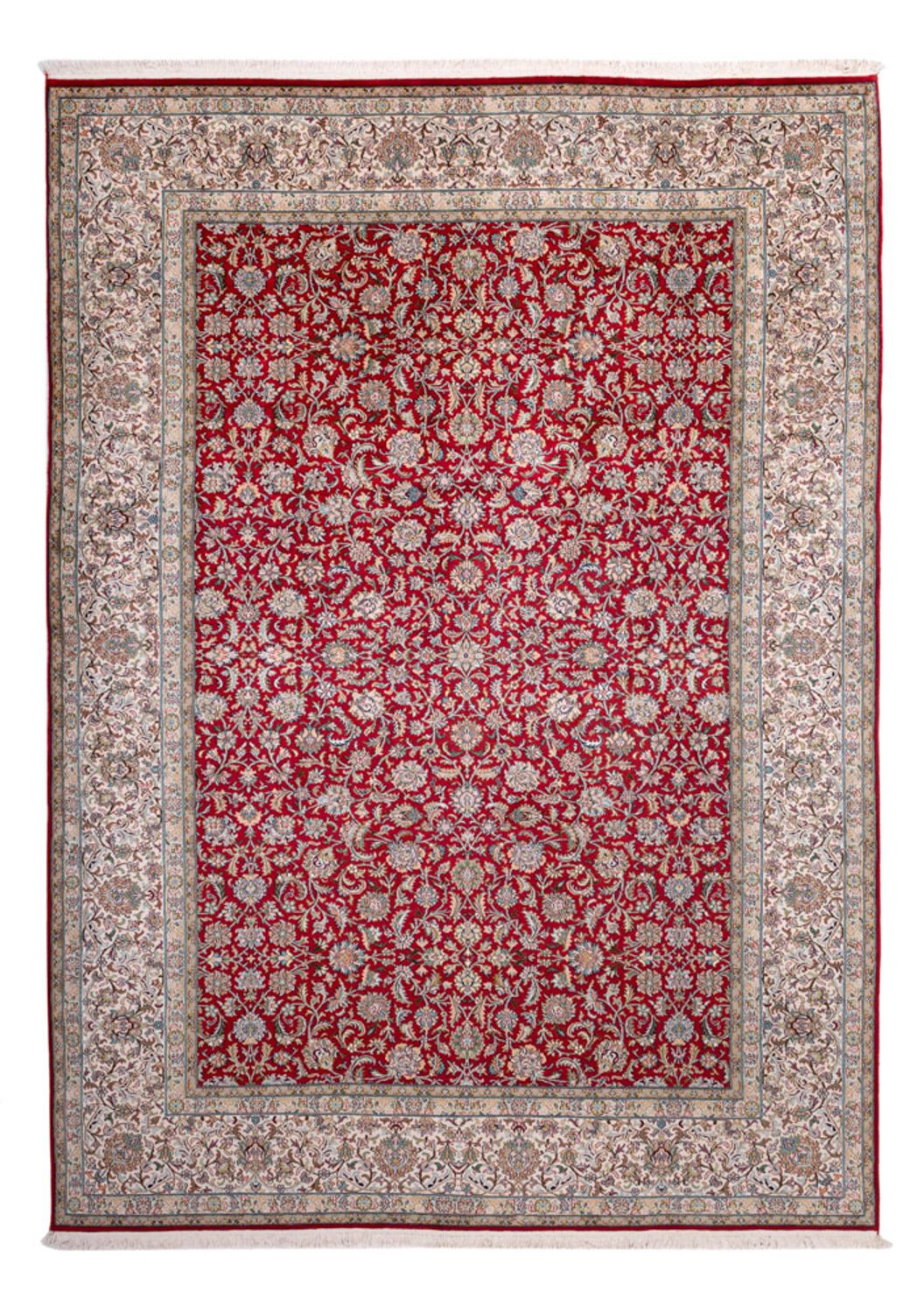 Tapis en soie - Soie du Cachemire - 302 x 216 cm - rouge