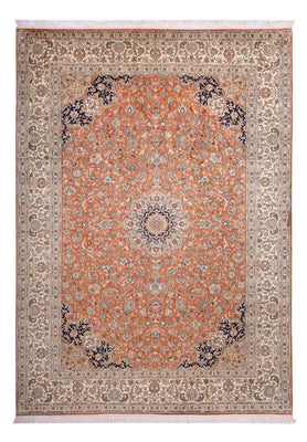 Tapis en soie - Soie du Cachemire - 306 x 220 cm - terracotta