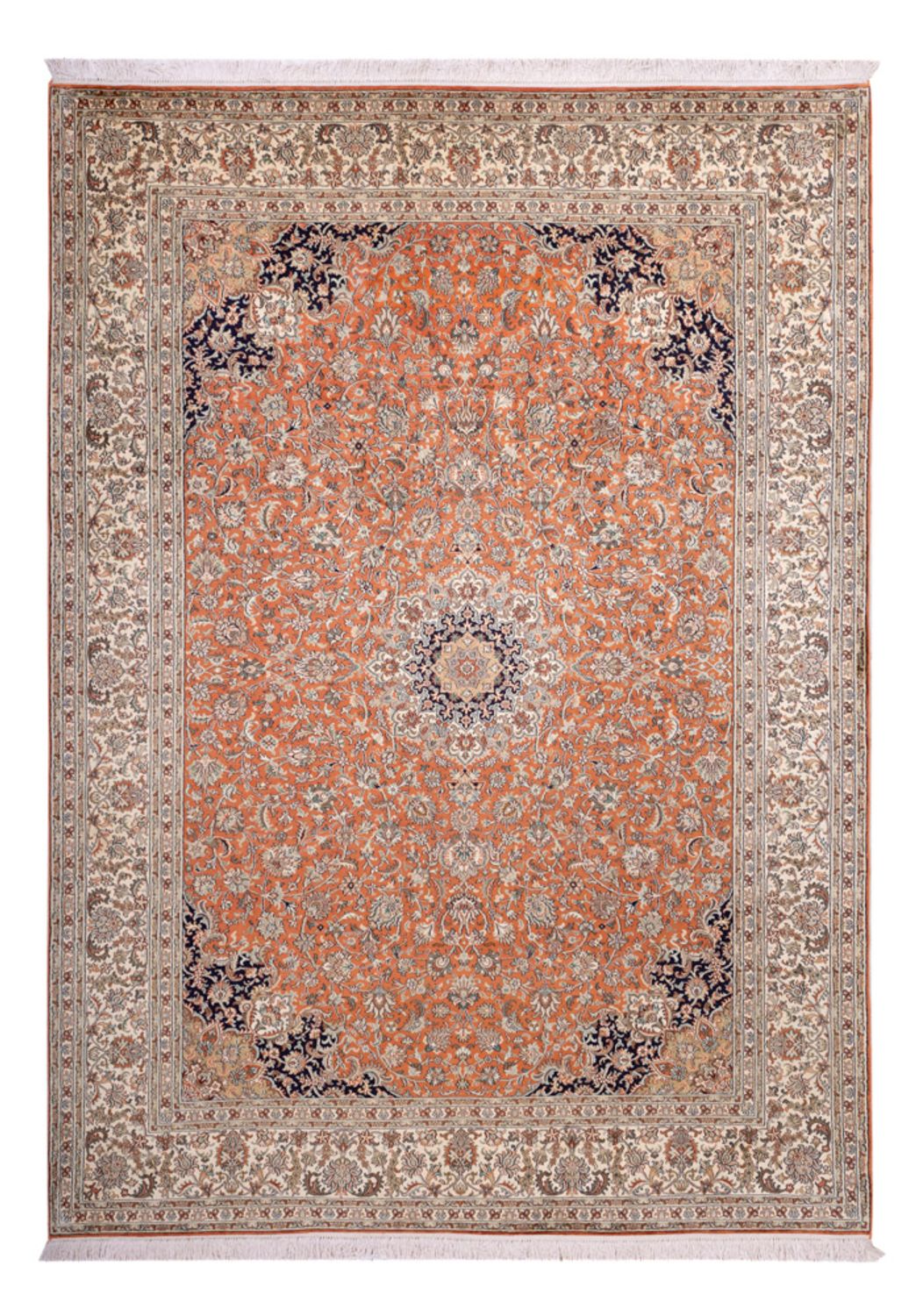 Tapis en soie - Soie du Cachemire - 306 x 220 cm - terracotta