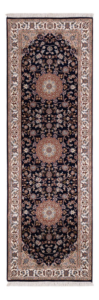 Tapis de couloir Tapis oriental - Nain - Indus - 253 x 81 cm - bleu foncé