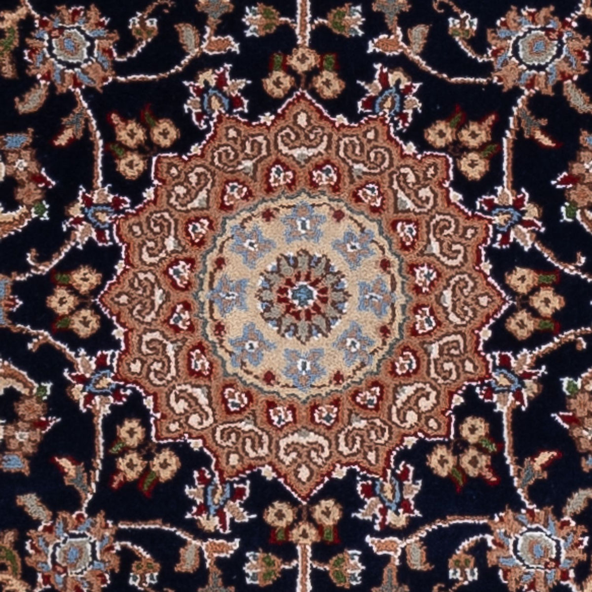 Tapis de couloir Tapis oriental - Nain - Indus - 253 x 81 cm - bleu foncé