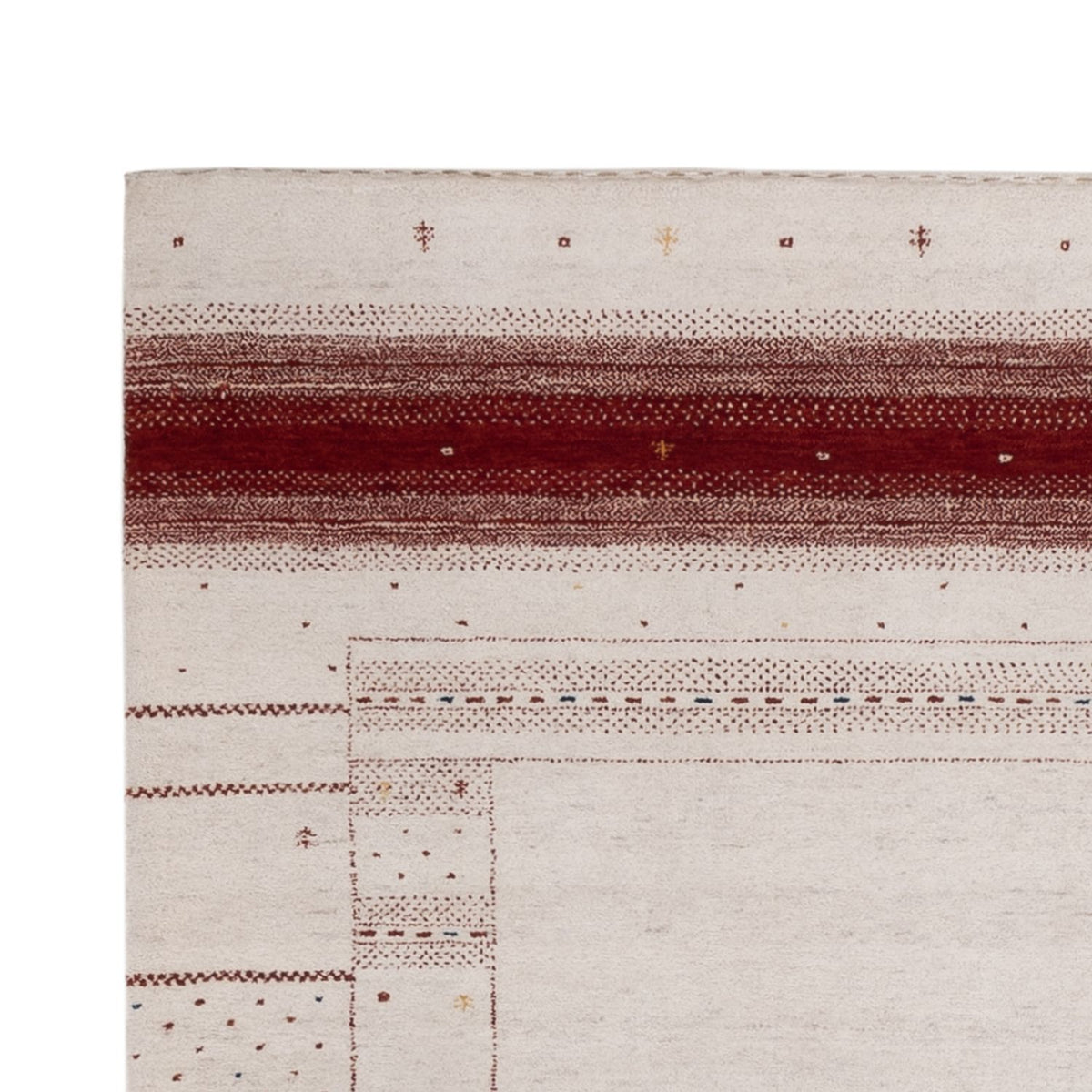 Tapis Gabbeh - Loribaft Indus - 190 x 148 cm - blanc