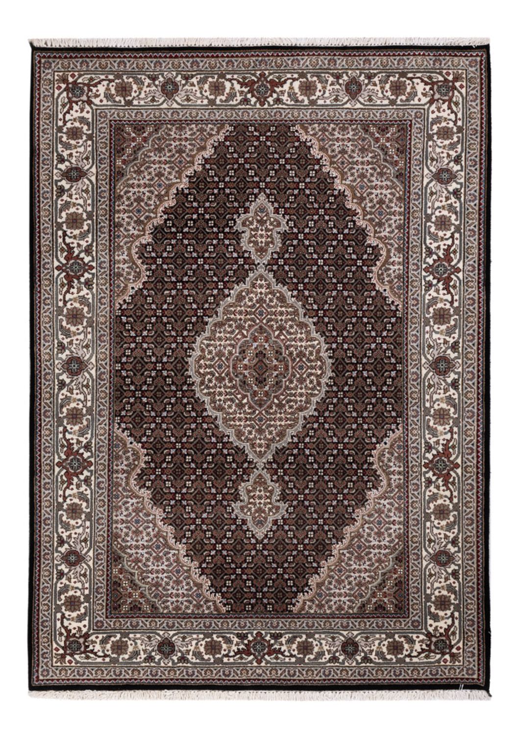 Tapis oriental - Tabriz - 196 x 141 cm - gris foncé