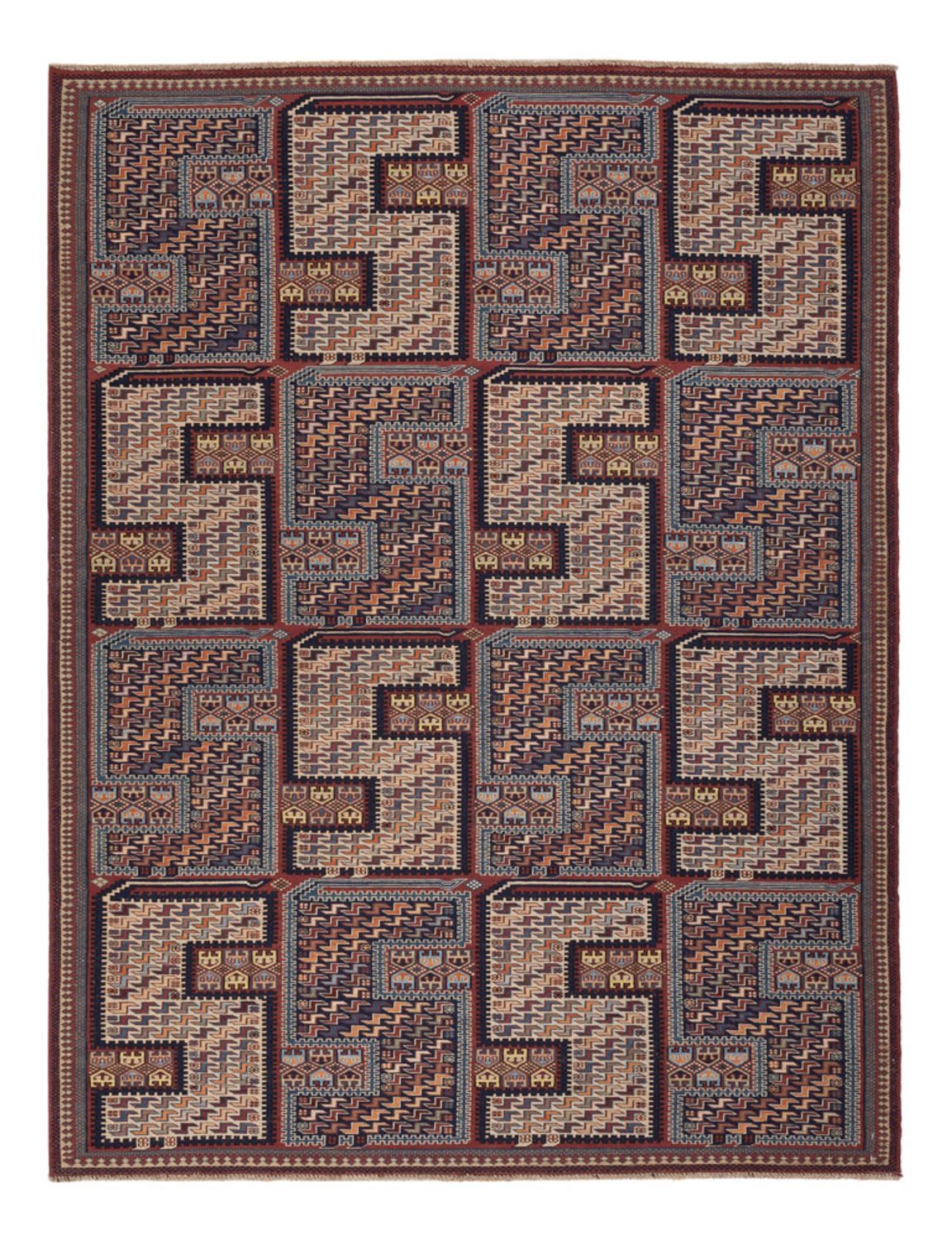 Tapis Kelim - Oriental - Soumak - 209 x 166 cm - beige foncé