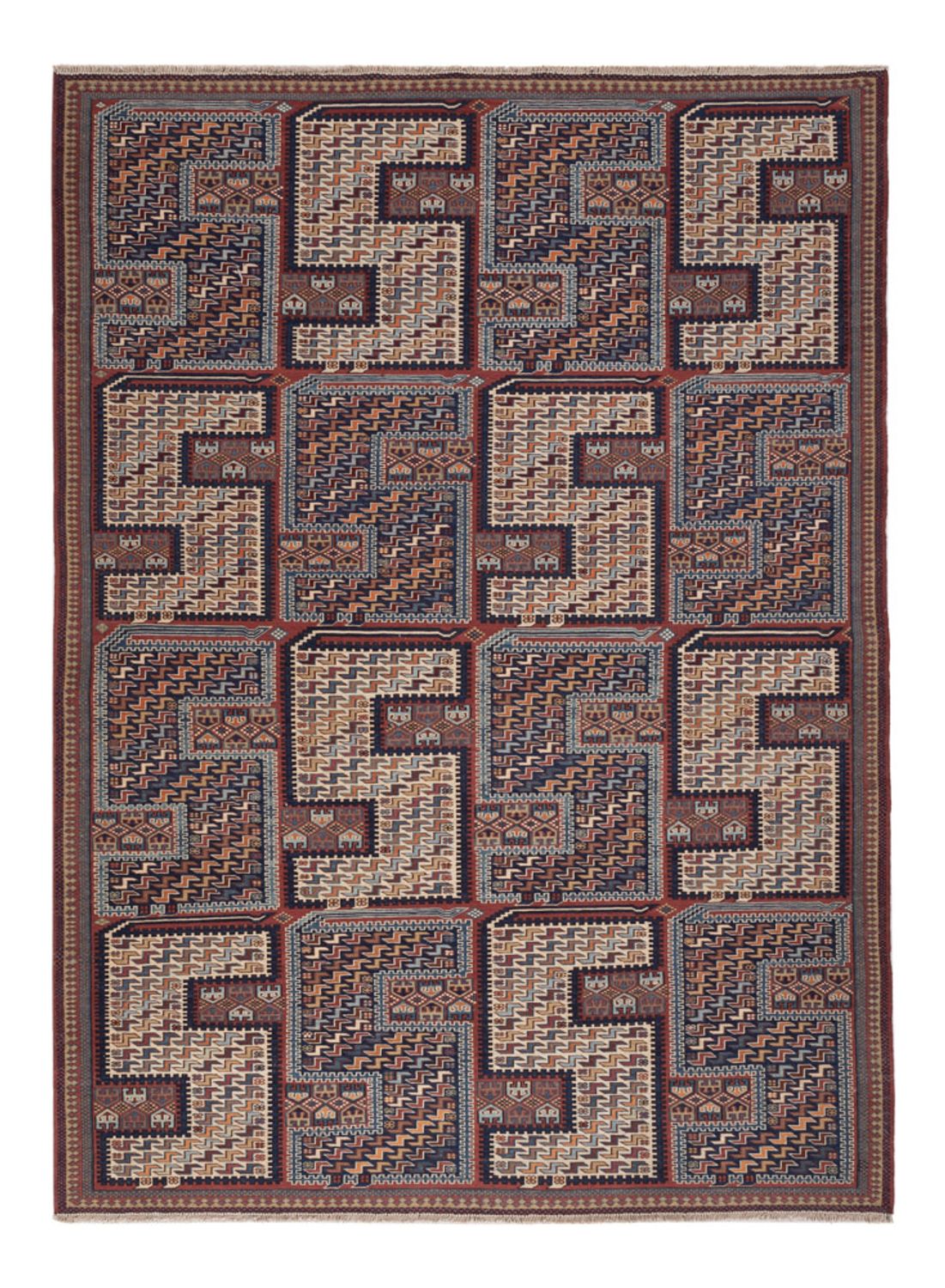 Tapis Kelim - Oriental - Soumak - 214 x 155 cm - beige foncé