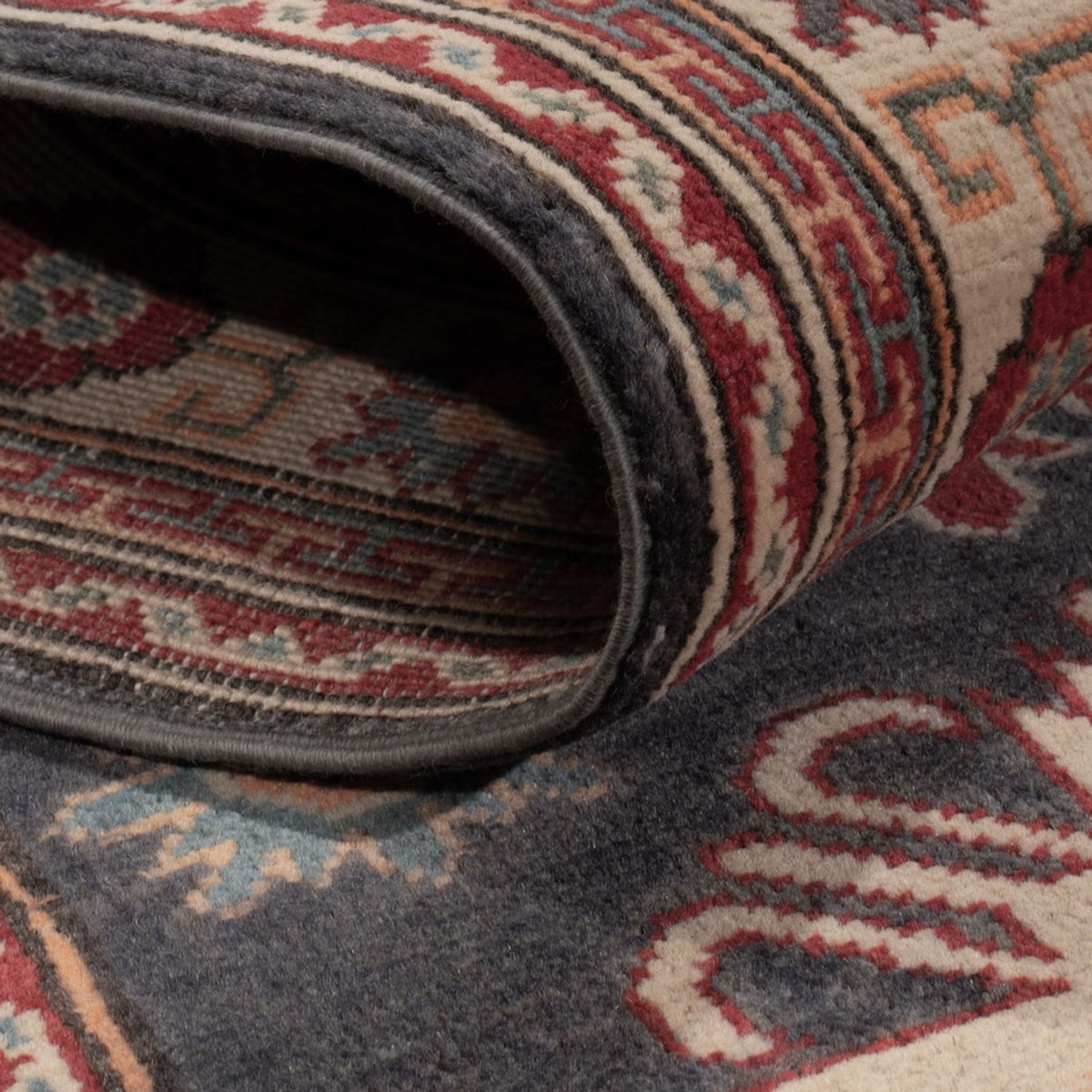 Tapis de couloir Tapis Ziegler - Kazak - 303 x 80 cm - bleu foncé