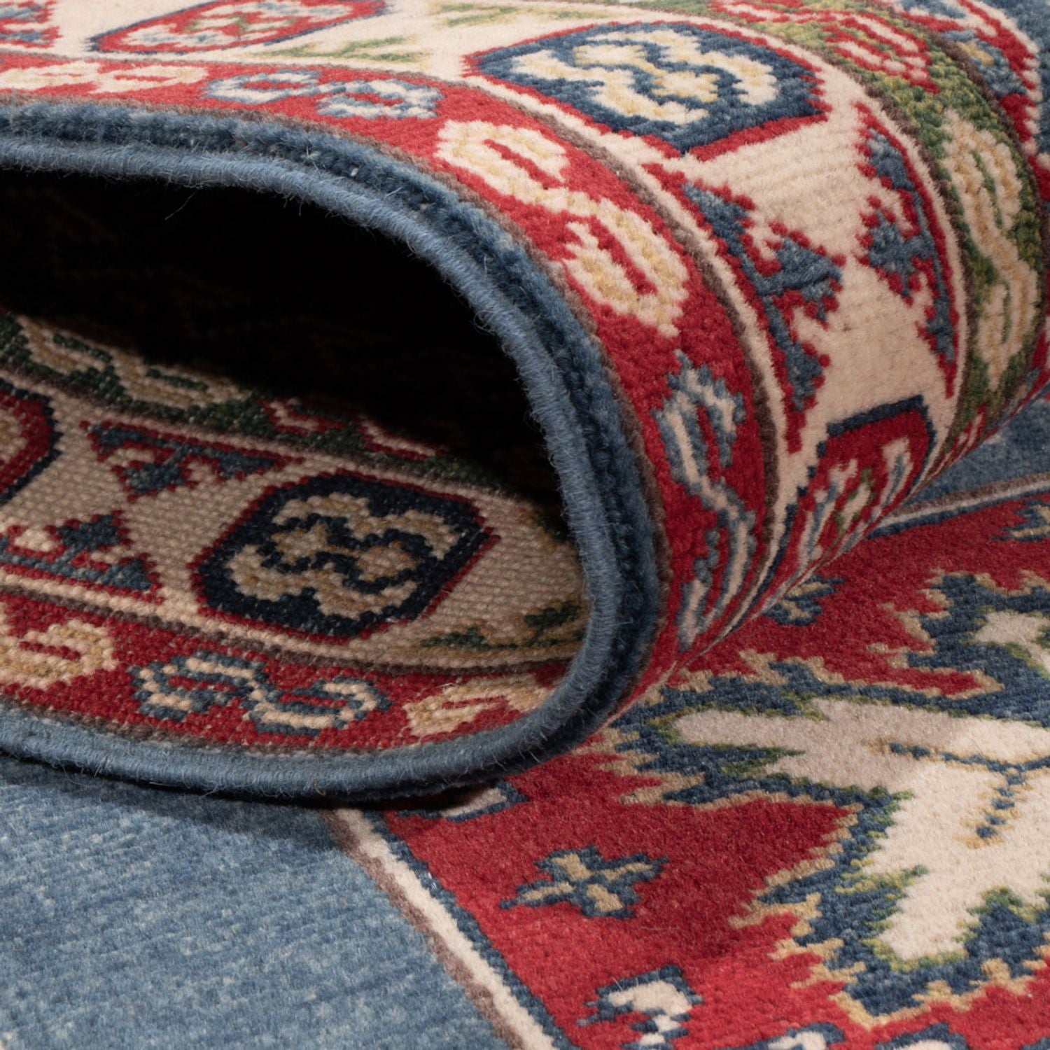 Tapis de couloir Tapis Ziegler - Kazak - 281 x 80 cm - bleu