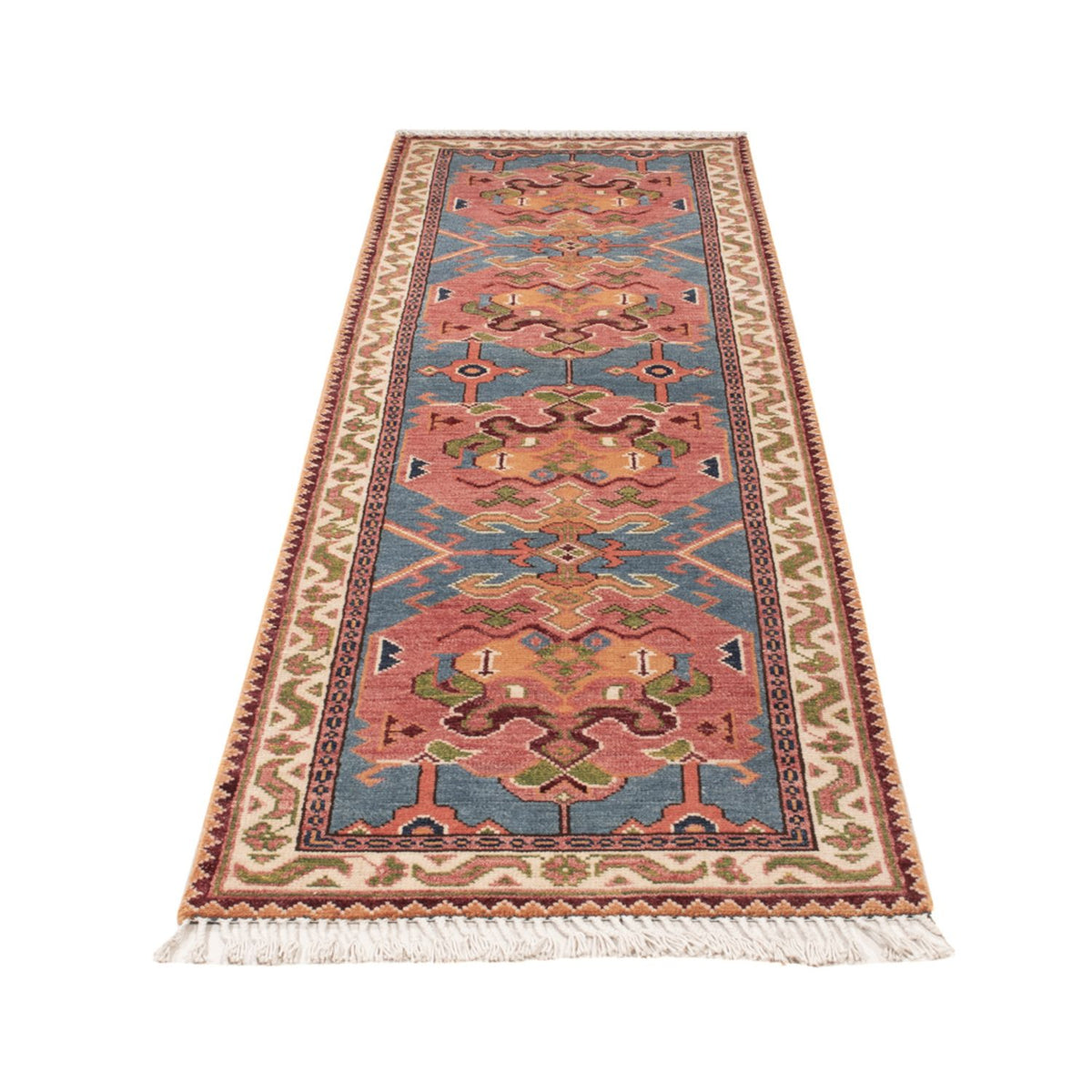 Tapis de couloir Tapis Ziegler - Kazak - 297 x 76 cm - bleu