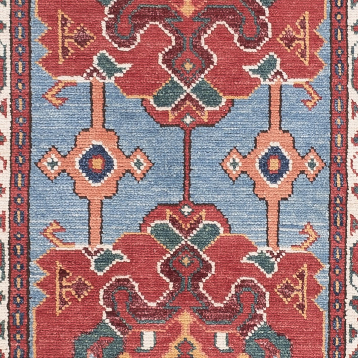 Tapis de couloir Tapis Ziegler - Kazak - 287 x 75 cm - bleu