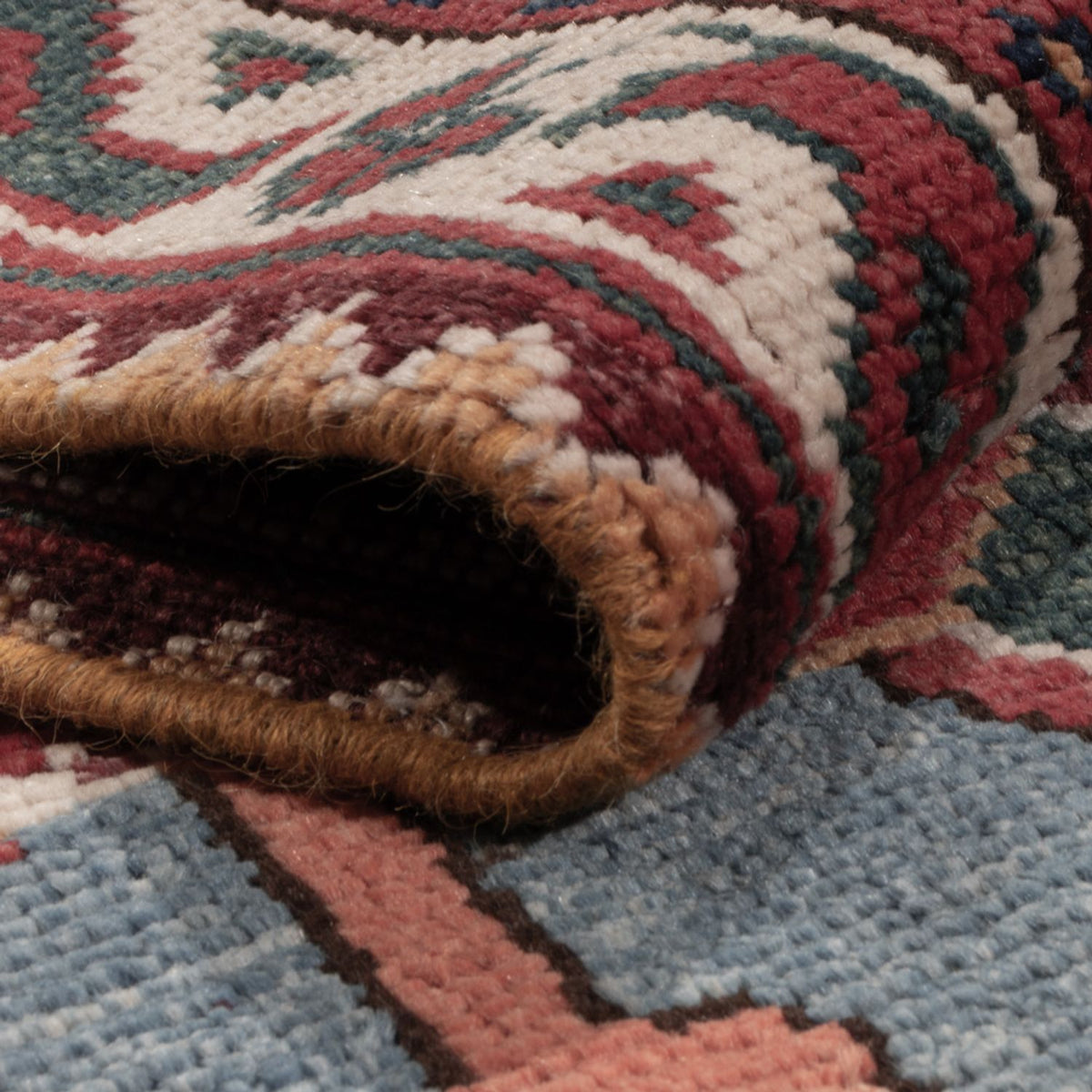 Tapis de couloir Tapis Ziegler - Kazak - 287 x 75 cm - bleu