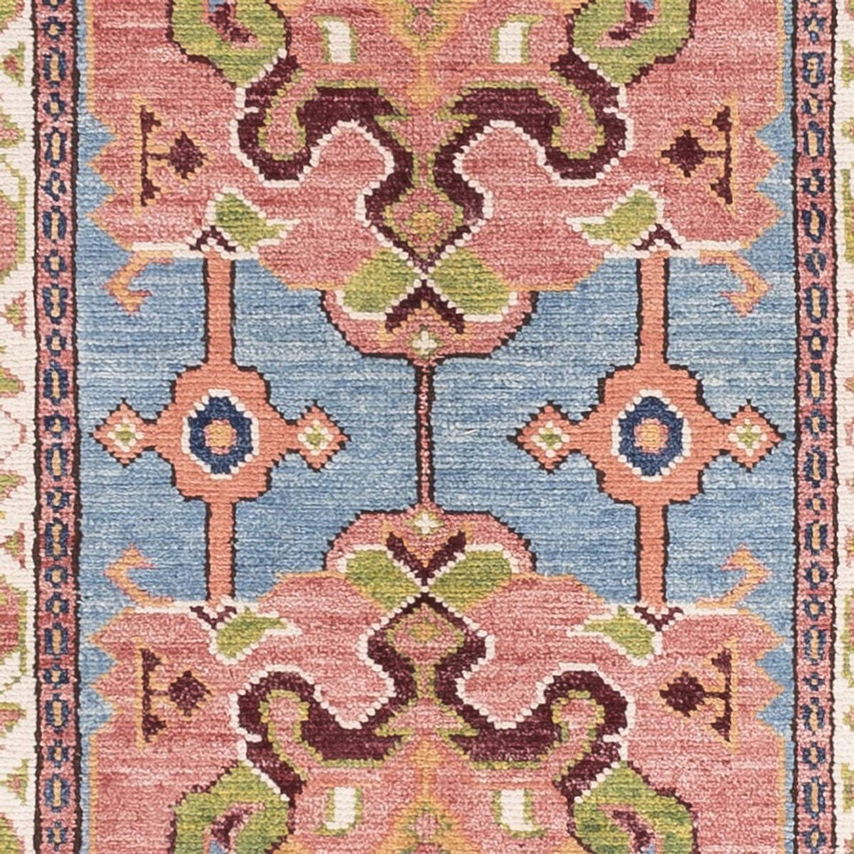 Tapis de couloir Tapis Ziegler - Kazak - 296 x 78 cm - bleu