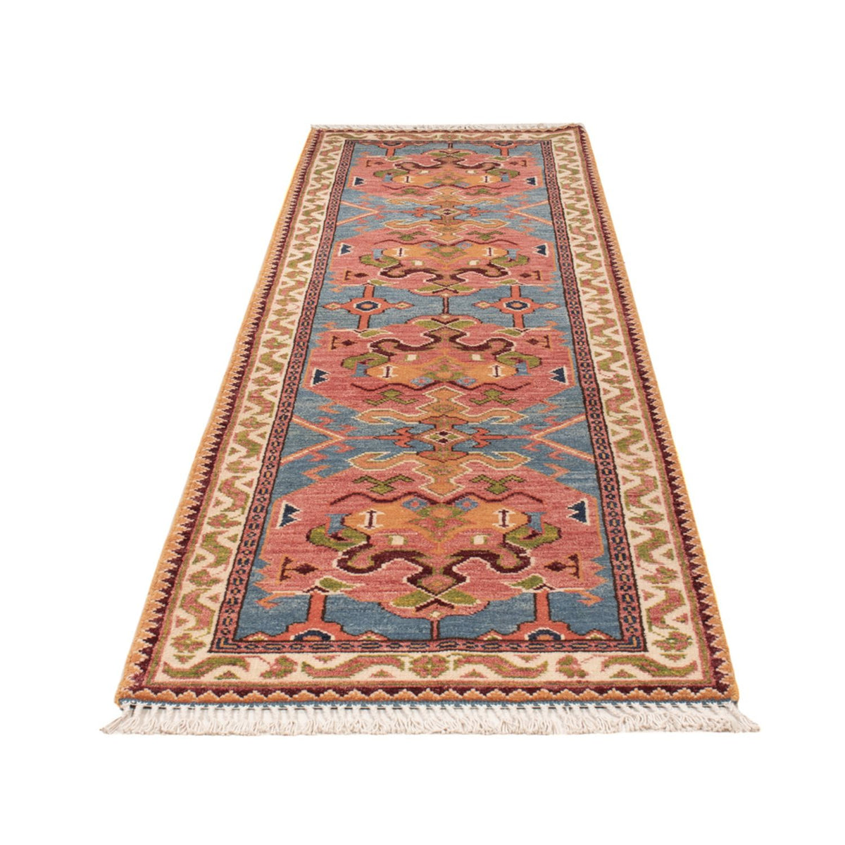 Tapis de couloir Tapis Ziegler - Kazak - 296 x 78 cm - bleu