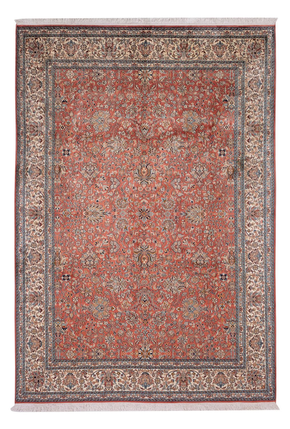Tapis en soie - Soie du Cachemire - 268 x 184 cm - rouge clair