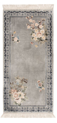 Tapis en soie - Soie chinoise - 124 x 60 cm - argent