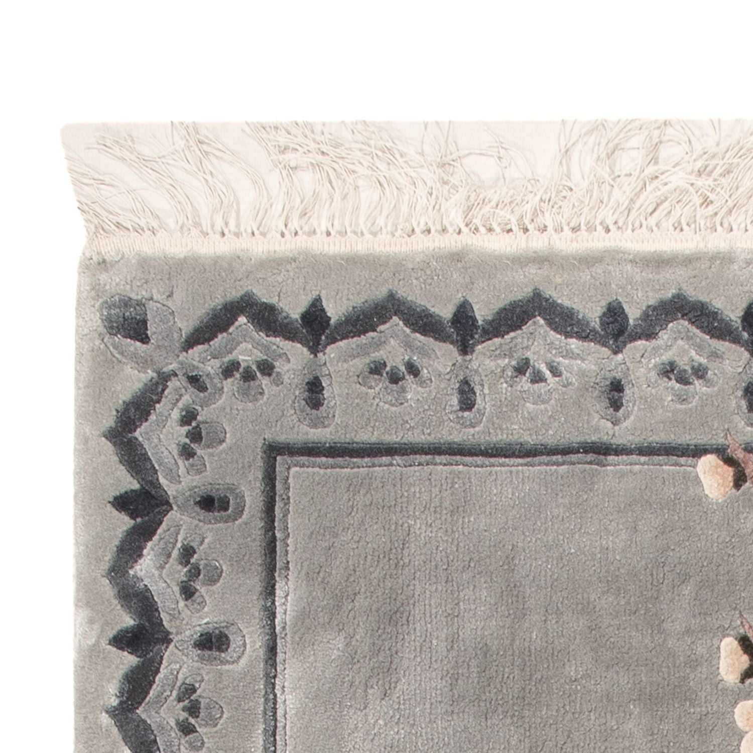 Tapis en soie - Soie chinoise - 124 x 60 cm - argent