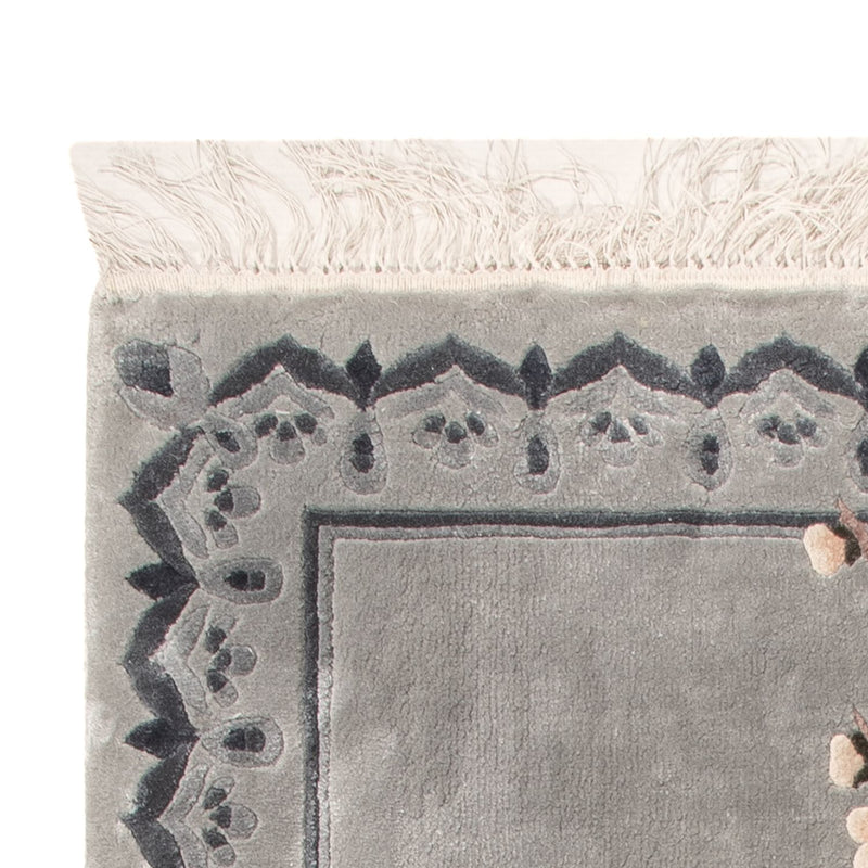 Tapis en soie - Soie chinoise - 124 x 60 cm - argent