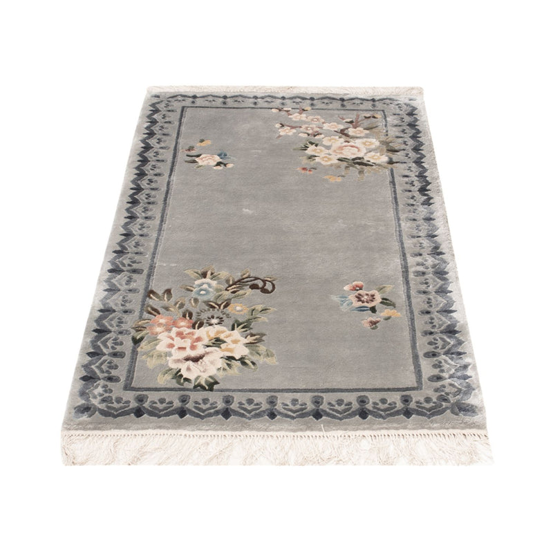 Tapis en soie - Soie chinoise - 124 x 60 cm - argent