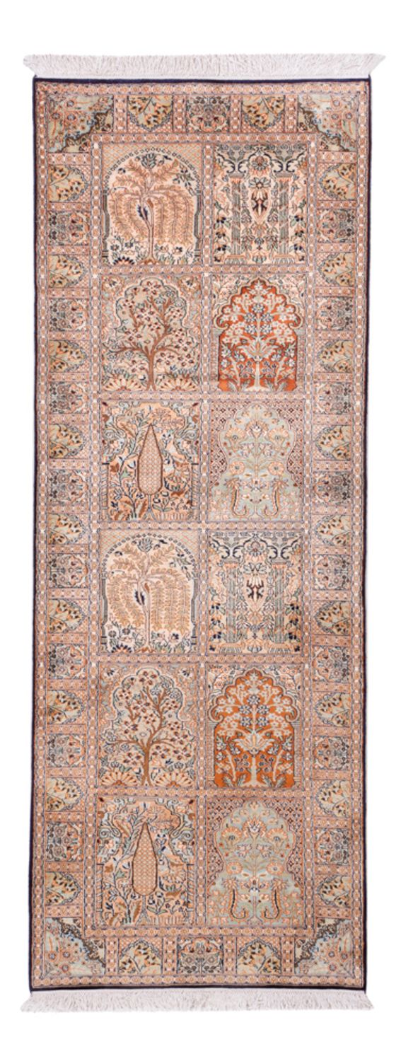 Tapis de couloir Tapis en soie - Soie du Cachemire - 236 x 80 cm - beige foncé
