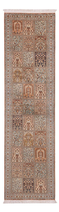 Tapis de couloir Tapis en soie - Soie du Cachemire - 301 x 77 cm - beige foncé