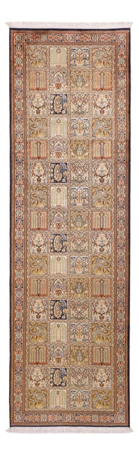 Tapis de couloir Tapis en soie - Soie du Cachemire - 280 x 77 cm - beige foncé