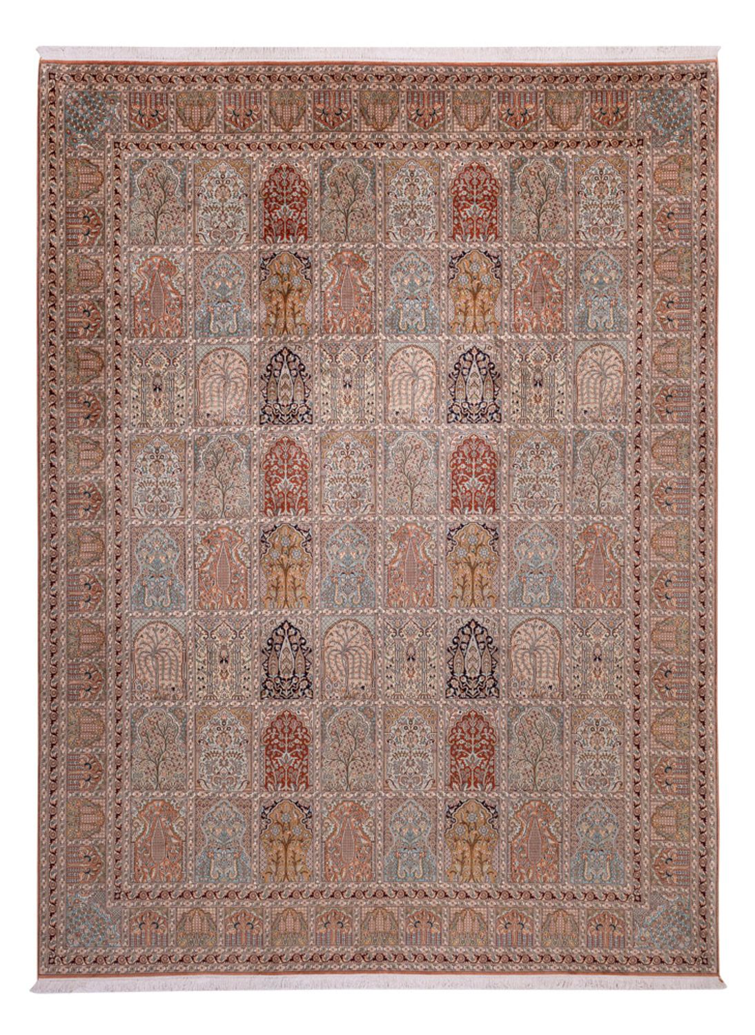 Tapis en soie - Soie du Cachemire - 372 x 277 cm - beige foncé