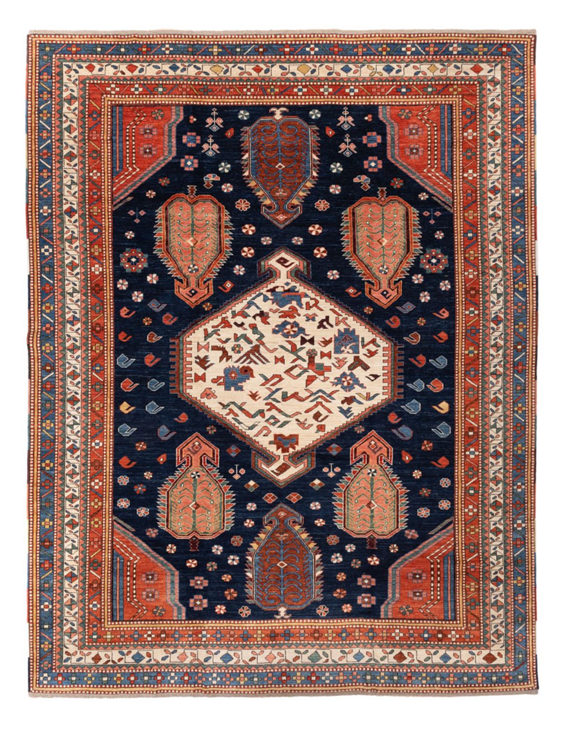Tapis Ziegler - Kazak - 367 x 270 cm - bleu foncé