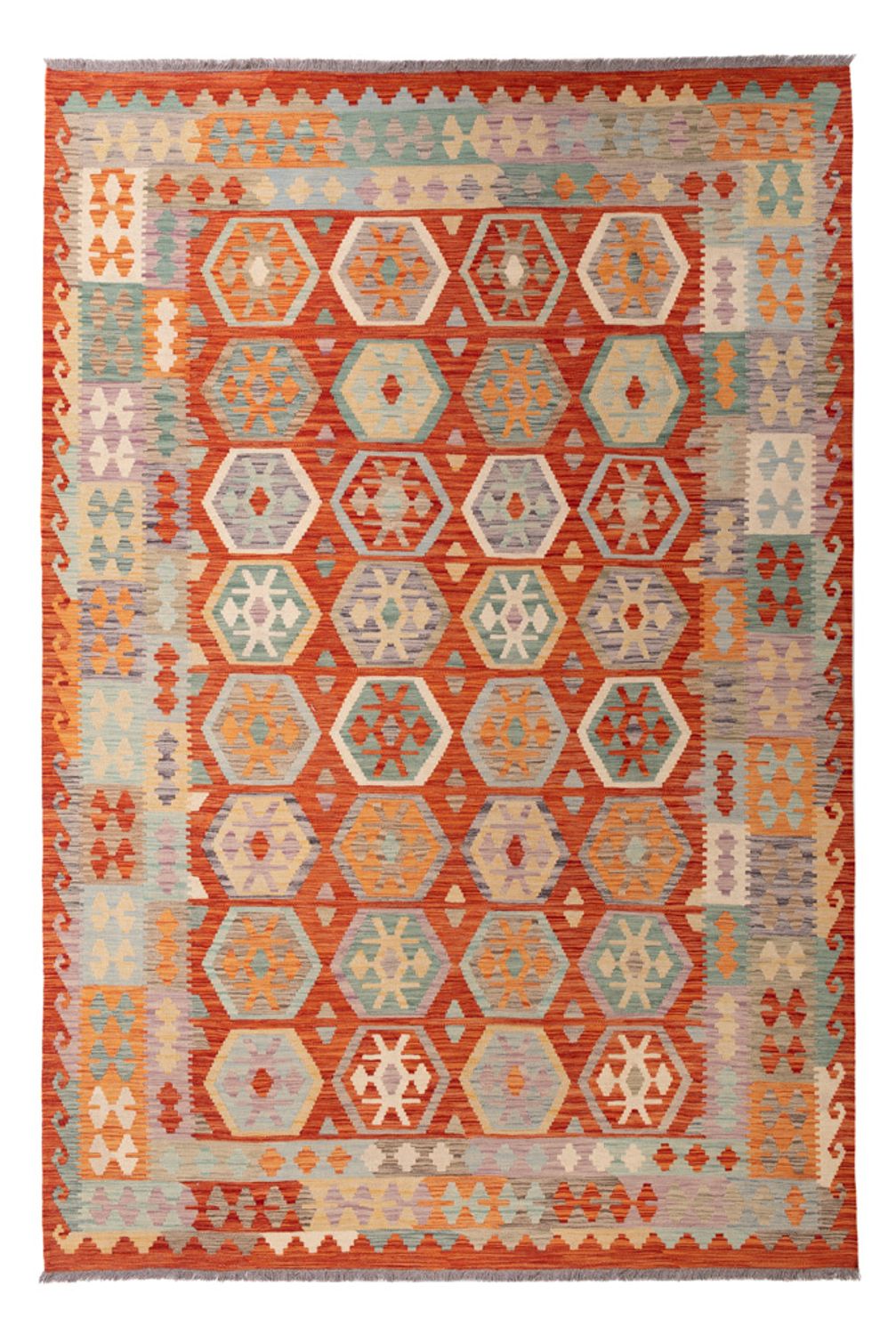Tapis Kelim - Splash - 298 x 206 cm - multicolore
